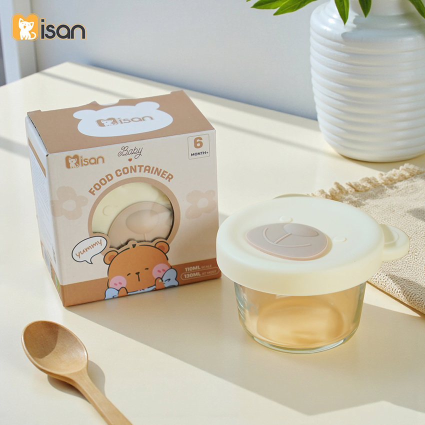 Hũ thủy tinh gấu Misan nắp silicon trơn
