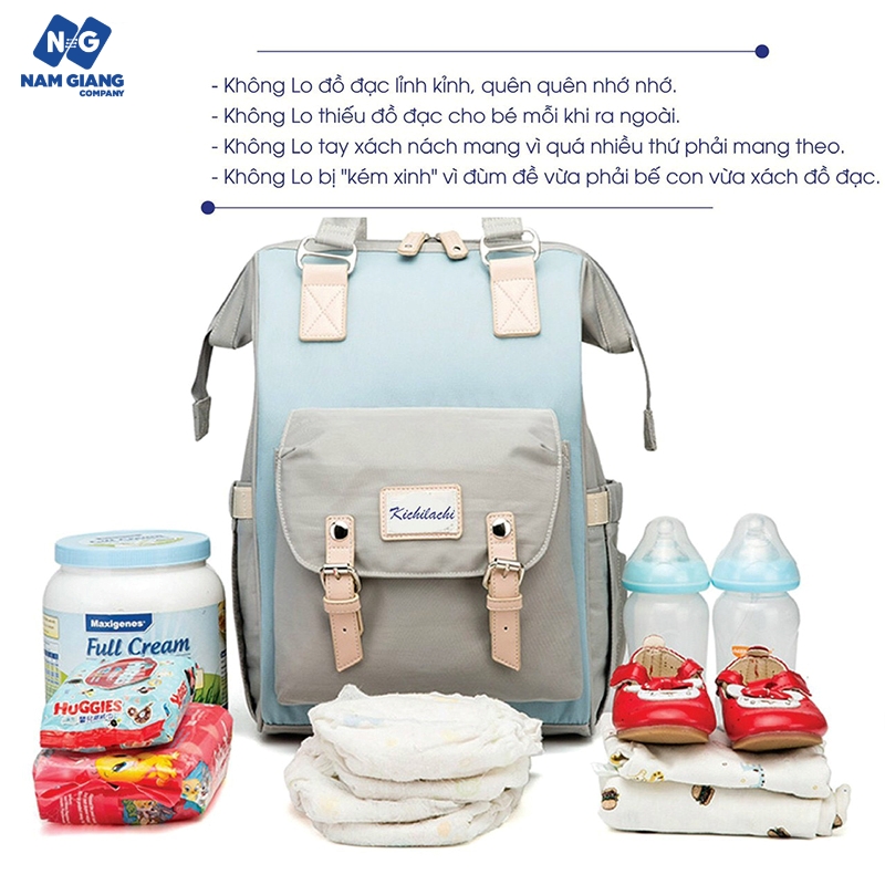 Balo bỉm sữa giữ nhiệt KICHILACHI