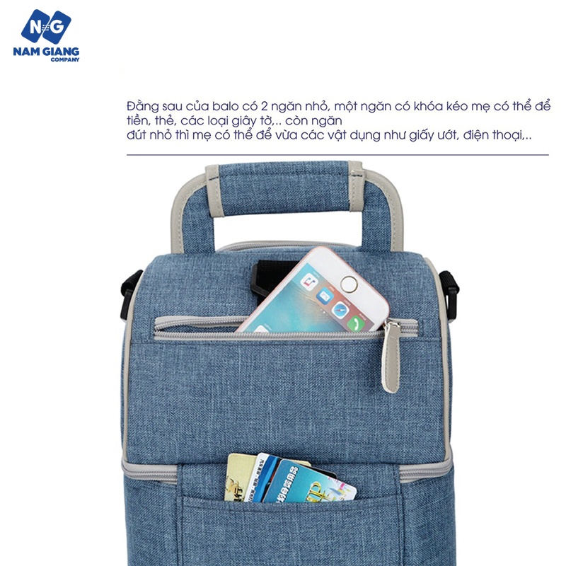 Balo bỉm sữa KICHI giữ nhiệt và chống thấm