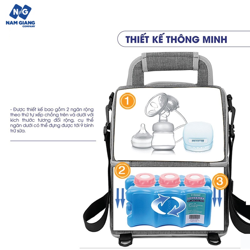 Balo bỉm sữa KICHI giữ nhiệt và chống thấm