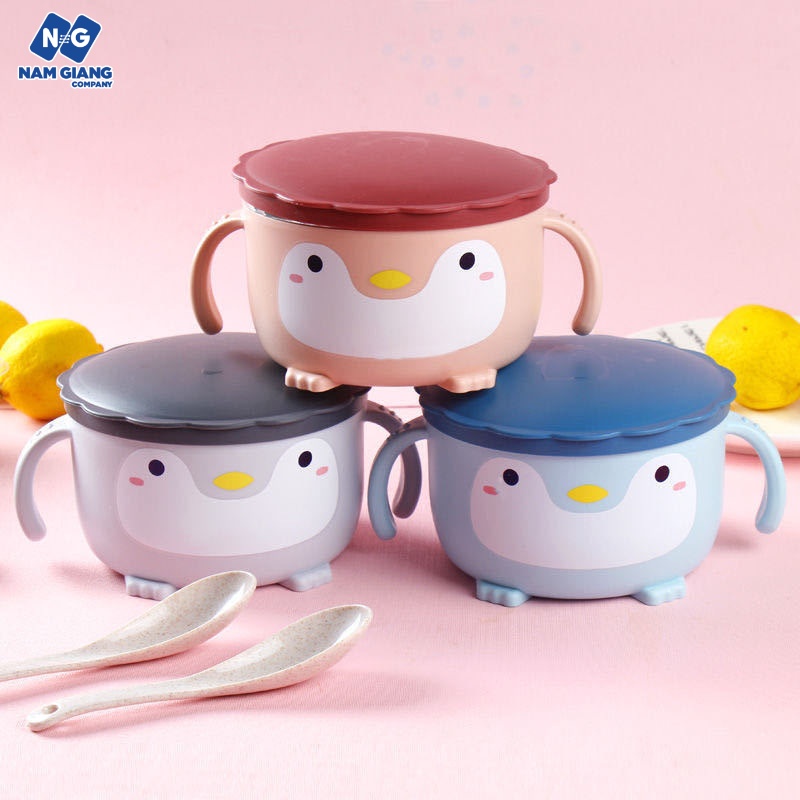 Bát ăn dặm inox giữ nhiệt có nắp đậy