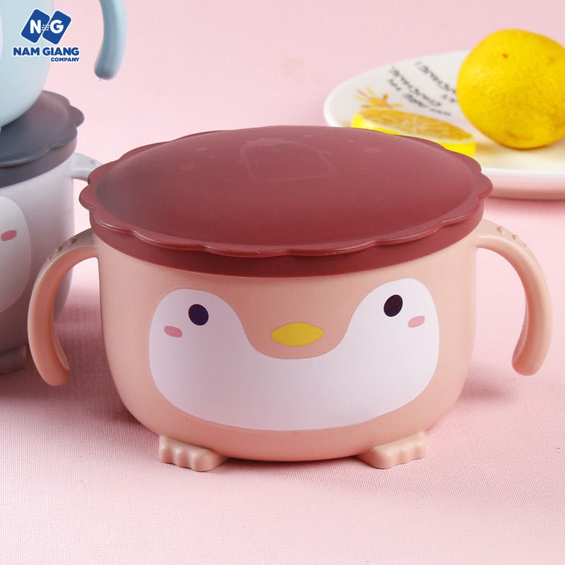 Bát ăn dặm inox giữ nhiệt có nắp đậy