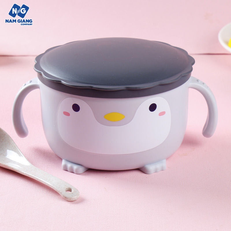 Bát ăn dặm inox giữ nhiệt có nắp đậy