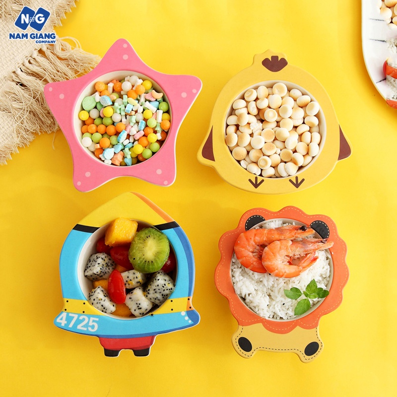 Bát ăn dặm sợi tre hình thú an toàn cho bé