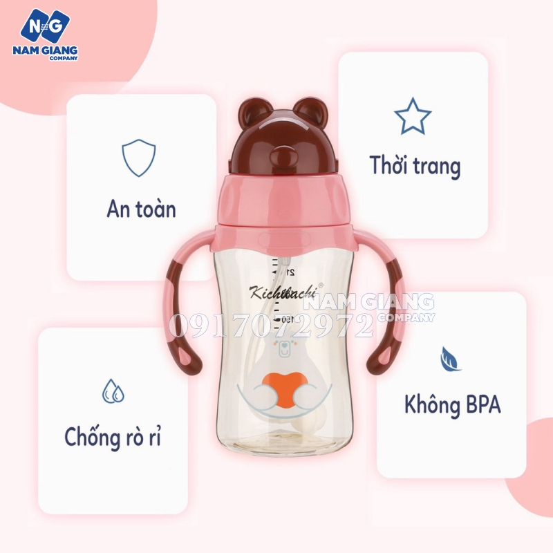 Bình hút tập uống kichilachi 240ml 2IN1