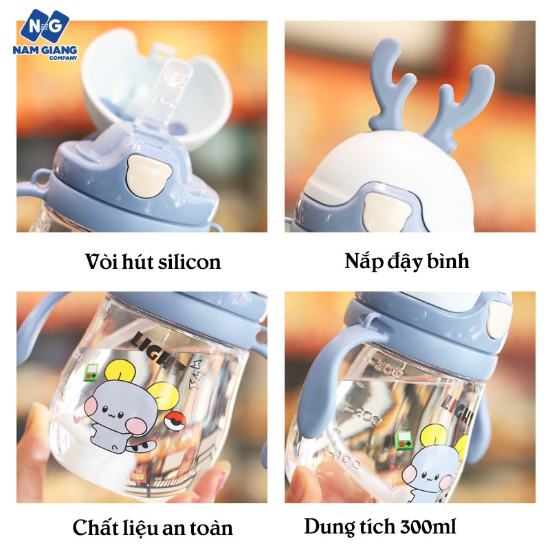 Bình nước chống sặc hình hươu 300ml