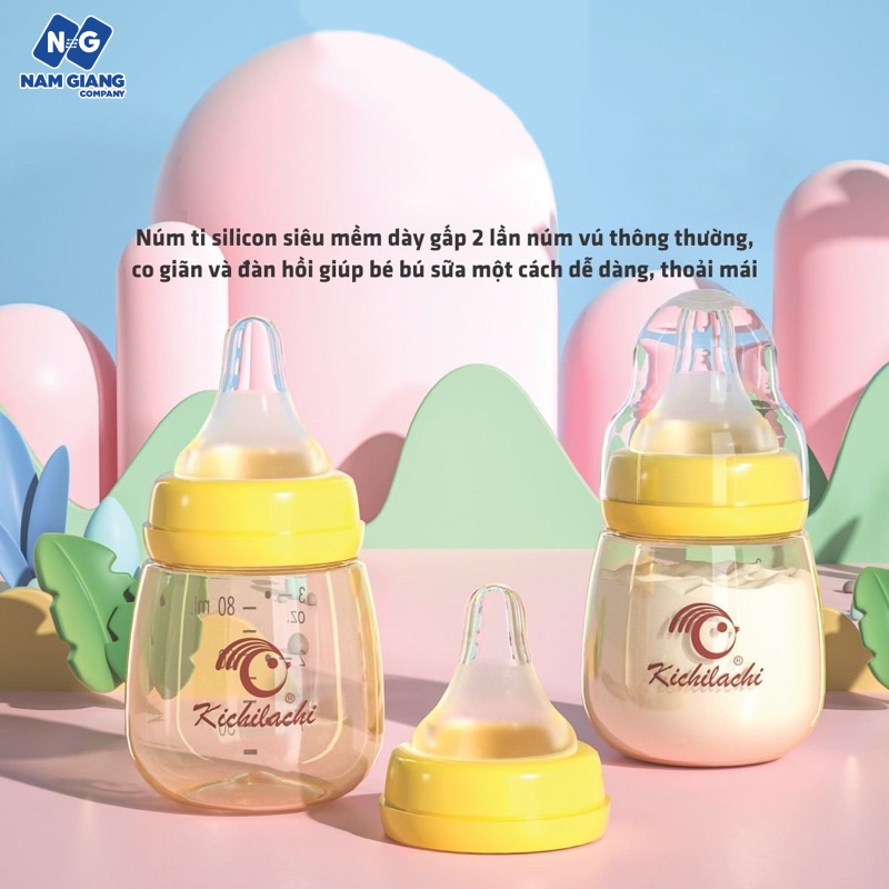 Bình sữa cổ rộng PPSU KICHI 80ml