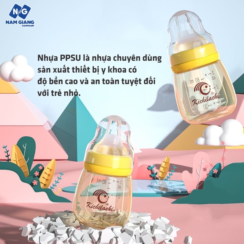 Bình sữa cổ rộng PPSU KICHI 80ml