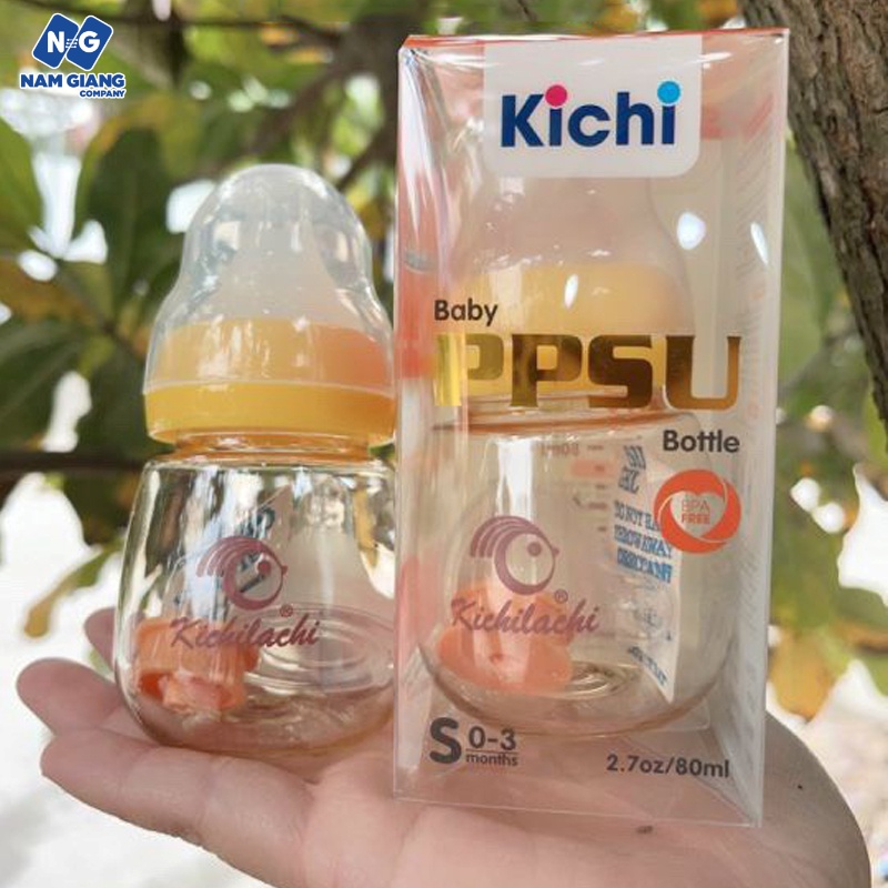 Bình sữa cổ rộng PPSU KICHI 80ml