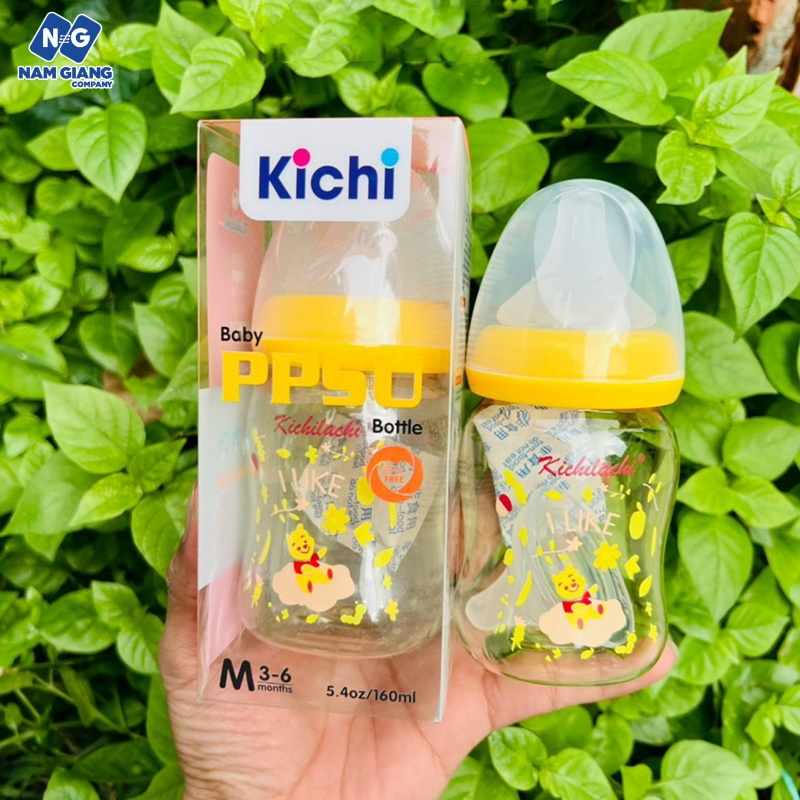 Bình sữa cổ rộng PPSU KICHI 90ml, 160ml, 260ml