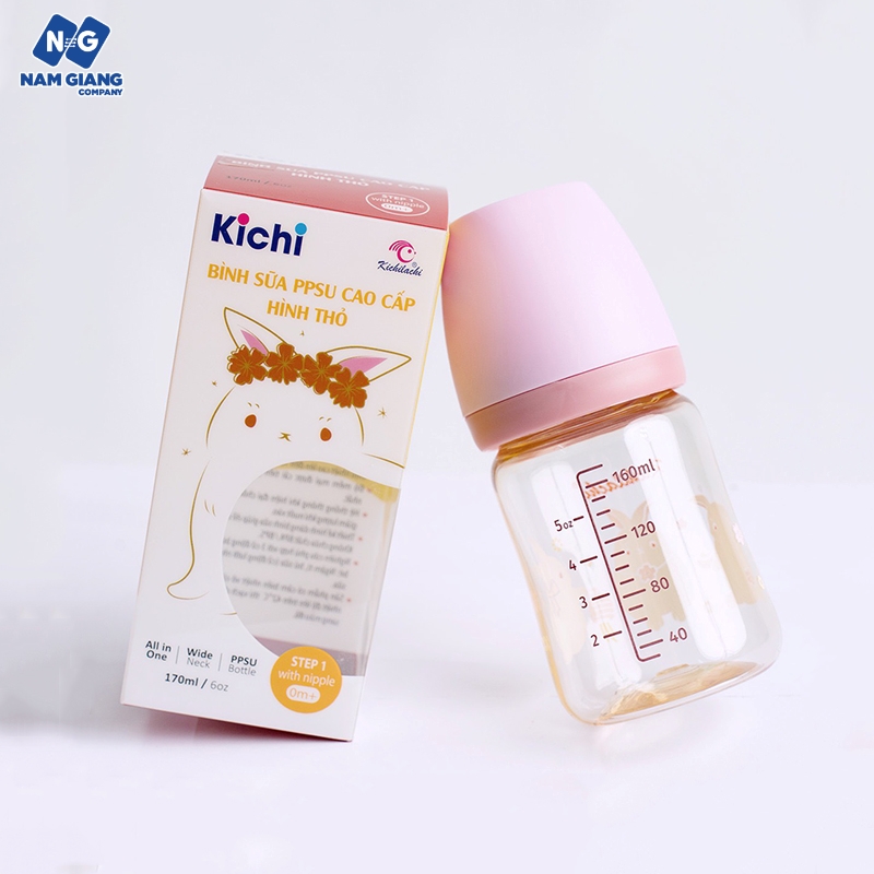 Bình sữa KICHI cảm biến họa tiết thỏ 170ml 270ml