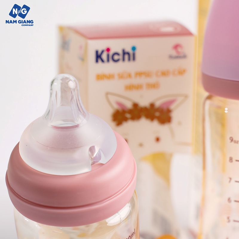 Bình sữa KICHI cảm biến họa tiết thỏ 170ml 270ml
