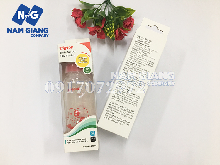 Bình sữa pigeon nhựa PP voi đỏ 240ml
