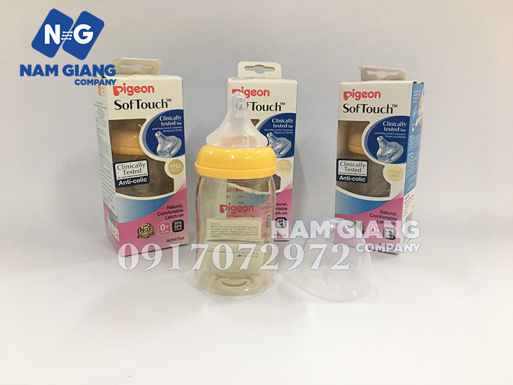 Bình sữa Pegion nhựa  SofTouch nâu 160ml