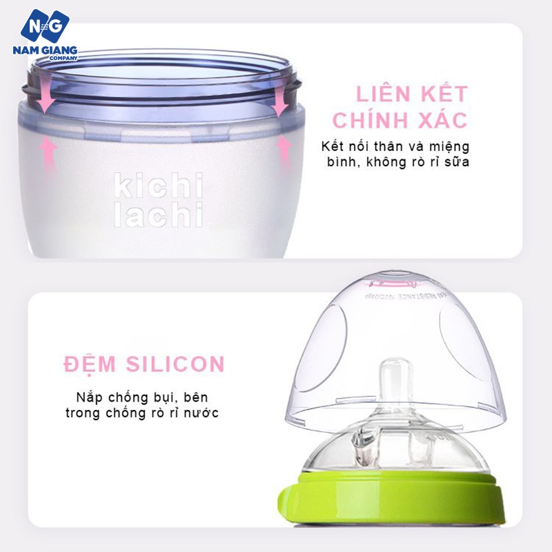 Bình sữa silicon KICHI 150ml, 250ml