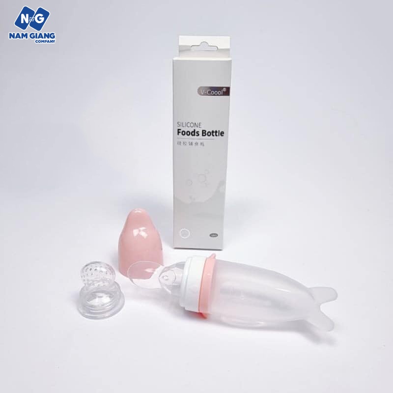 Bình thìa ăn dặm Vcool silicon 2in1