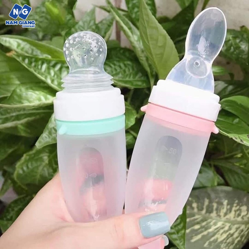 Bình thìa ăn dặm Vcool silicon 2in1