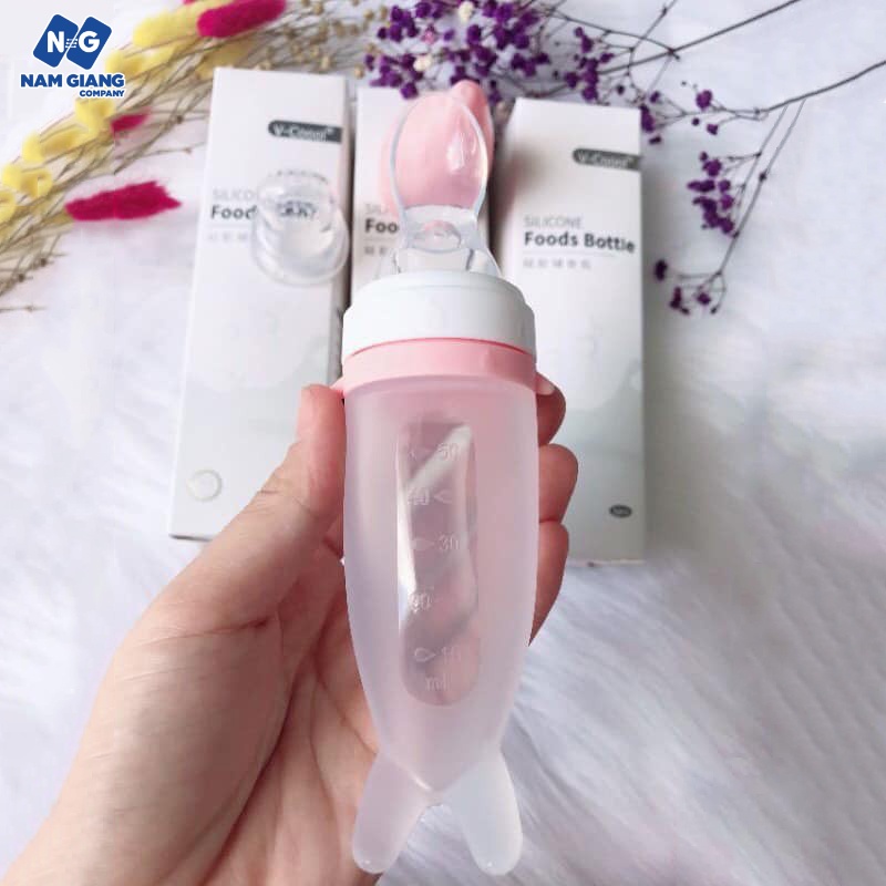 Bình thìa ăn dặm Vcool silicon 2in1