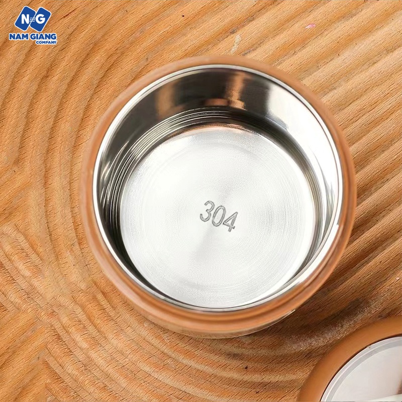 Bình ủ cháo inox 304 hình gấu tặng kèm túi giữ nhiệt