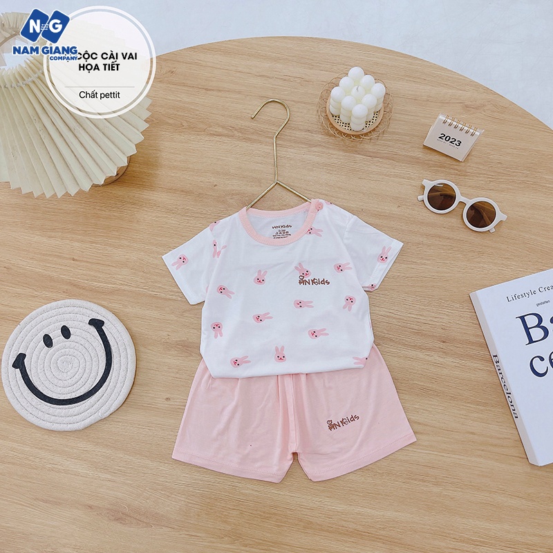 Bộ cộc sơ sinh cài vai HN Kids petit họa tiết