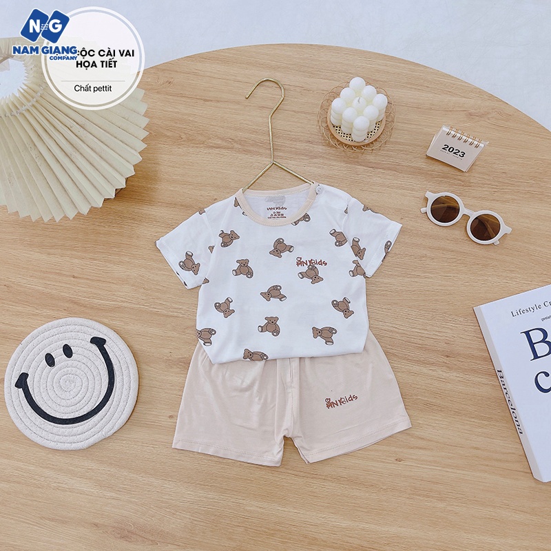 Bộ cộc sơ sinh cài vai HN Kids petit họa tiết