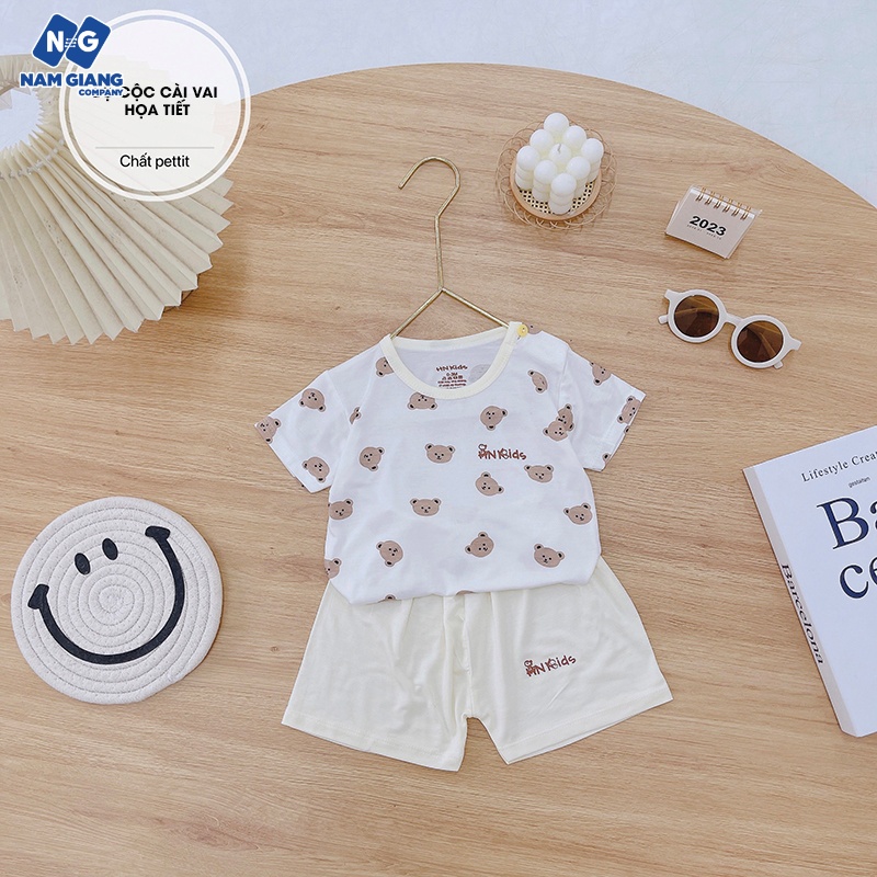 Bộ cộc sơ sinh cài vai HN Kids petit họa tiết
