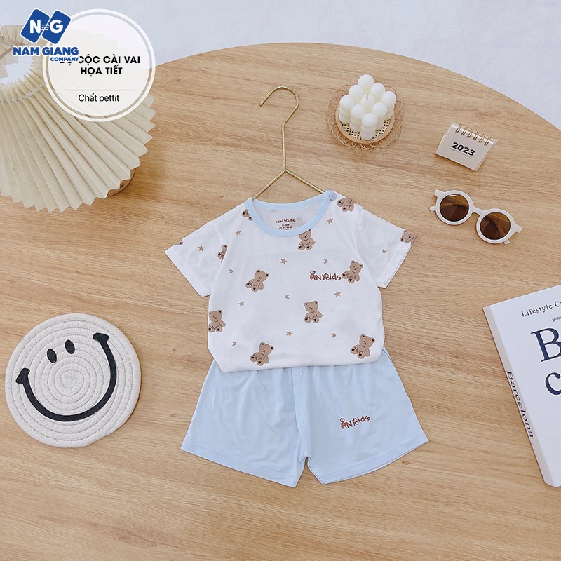 Bộ cộc sơ sinh cài vai HN Kids petit họa tiết