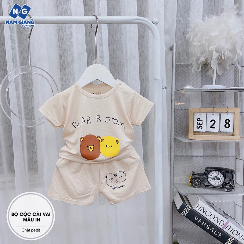 Bộ cộc sơ sinh cài vai HN Kids petit màu in