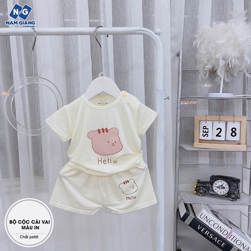 Bộ cộc sơ sinh cài vai HN Kids petit màu in
