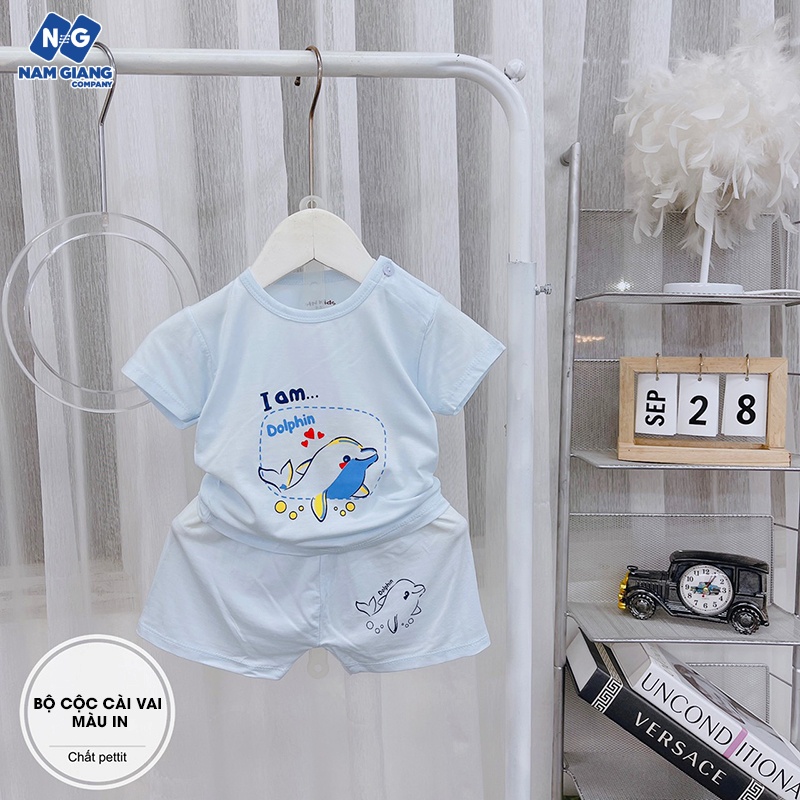 Bộ cộc sơ sinh cài vai HN Kids petit màu in