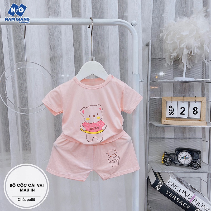 Bộ cộc sơ sinh cài vai HN Kids petit màu in