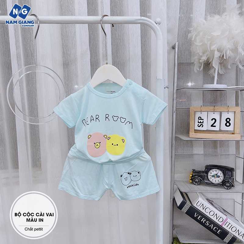 Bộ cộc sơ sinh cài vai HN Kids petit màu in
