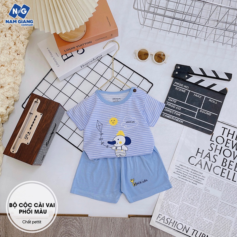 Bộ cộc sơ sinh cài vai HN Kids petit phối màu
