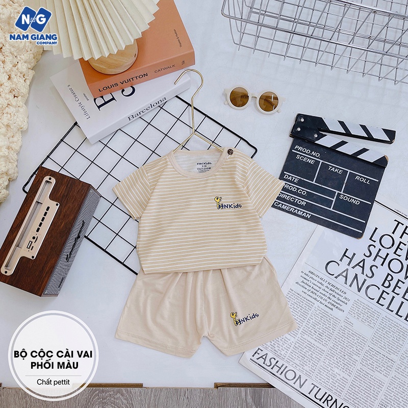 Bộ cộc sơ sinh cài vai HN Kids petit phối màu