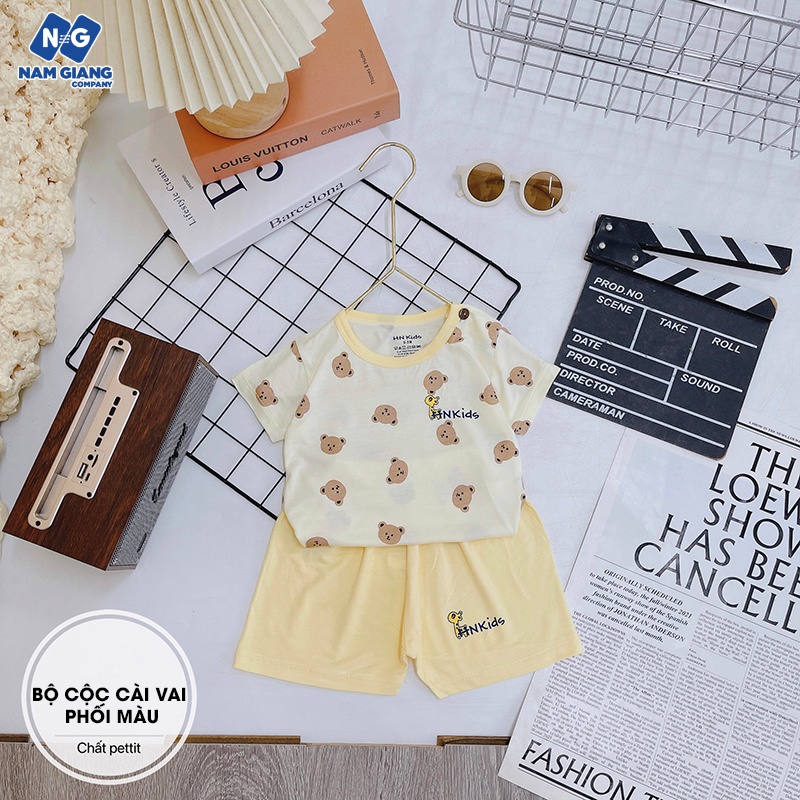 Bộ cộc sơ sinh cài vai HN Kids petit phối màu