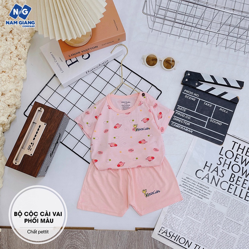 Bộ cộc sơ sinh cài vai HN Kids petit phối màu