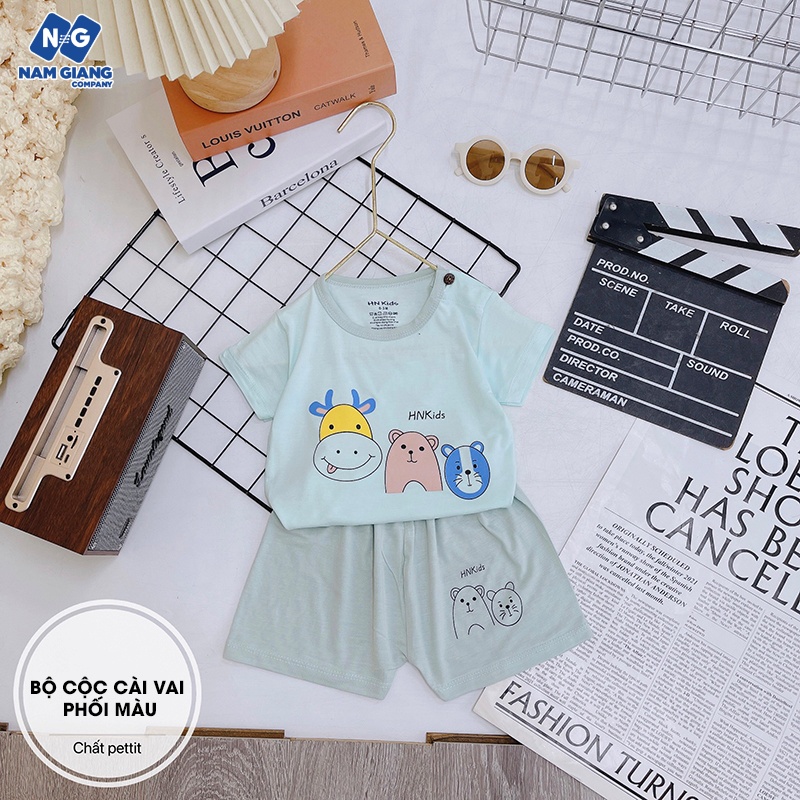 Bộ cộc sơ sinh cài vai HN Kids petit phối màu
