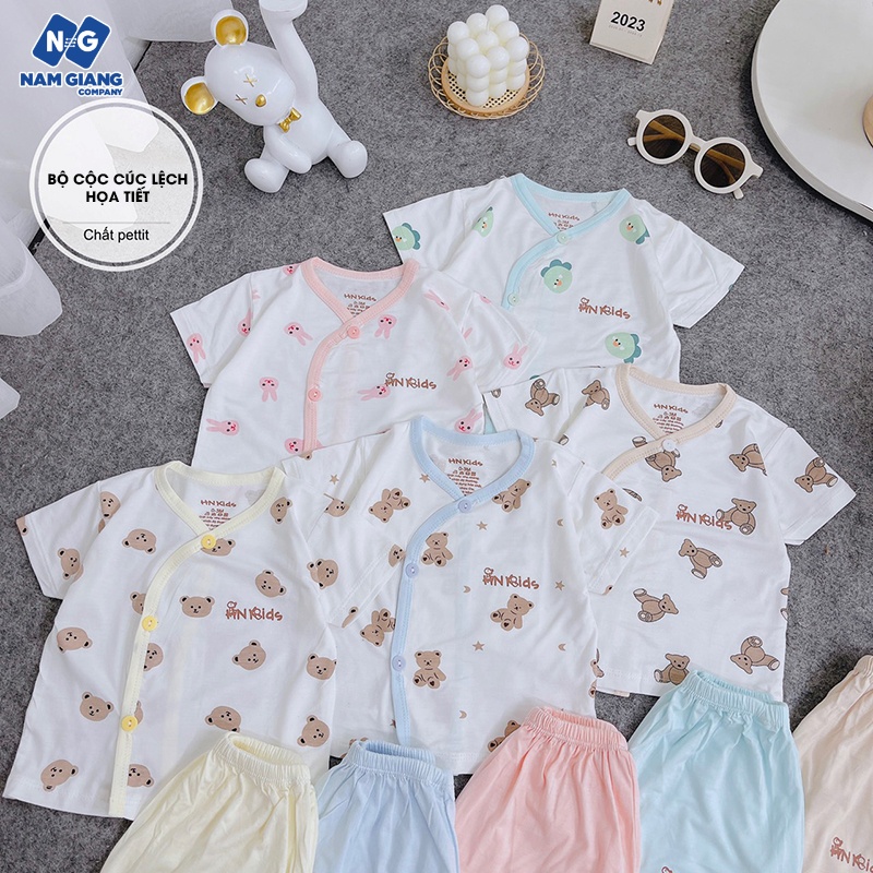 Bộ cộc sơ sinh cúc lệch HN KIDS petit họa tiết
