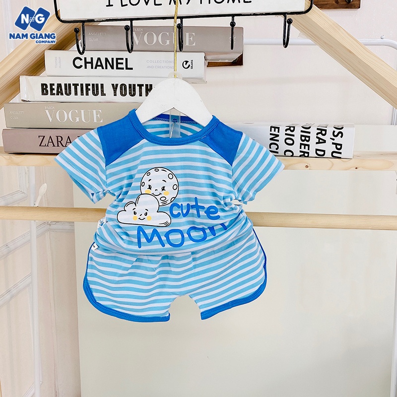 Bộ cộc sơ sinh HG KIDS thun lạnh kẻ