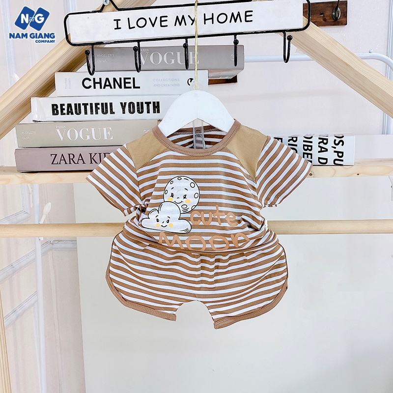 Bộ cộc sơ sinh HG KIDS thun lạnh kẻ