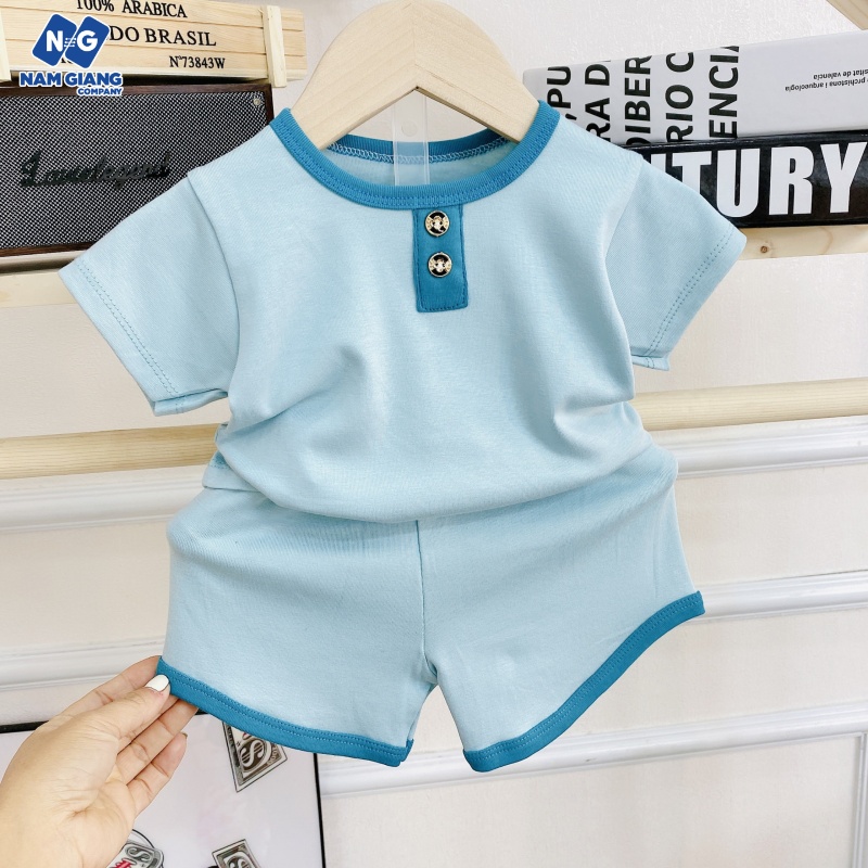 Bộ cộc tay sơ sinh thun 4 chiều màu trơn