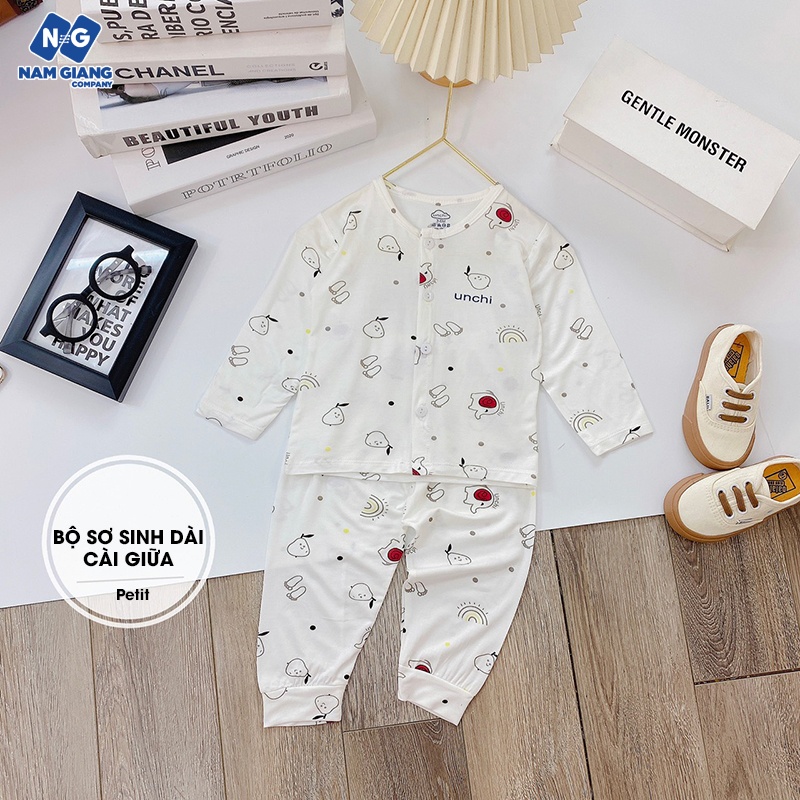 Bộ dài sơ sinh cài giữa Unchi petit in hình