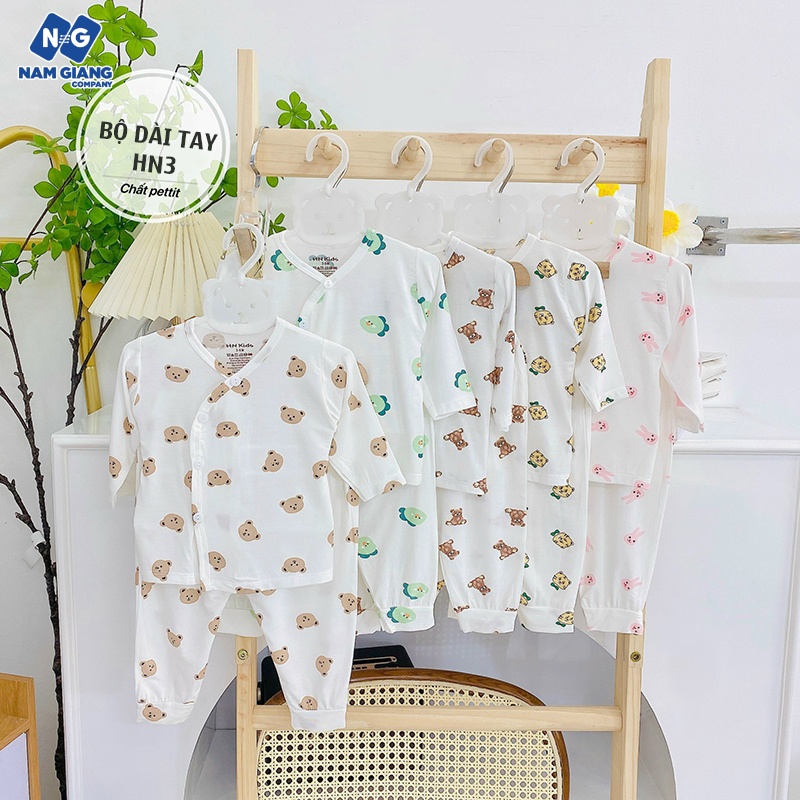Bộ dài sơ sinh HN KIDS petit cúc chéo họa tiết HN3