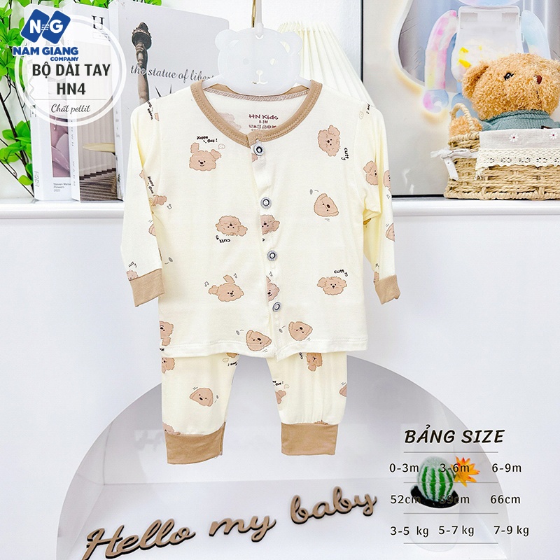 Bộ dài sơ sinh HN KIDS petit cúc thẳng họa tiết HN4