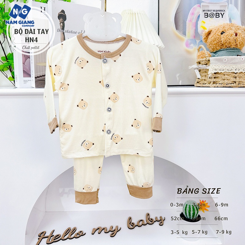 Bộ dài sơ sinh HN KIDS petit cúc thẳng họa tiết HN4
