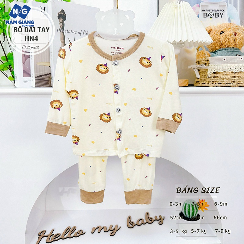 Bộ dài sơ sinh HN KIDS petit cúc thẳng họa tiết HN4