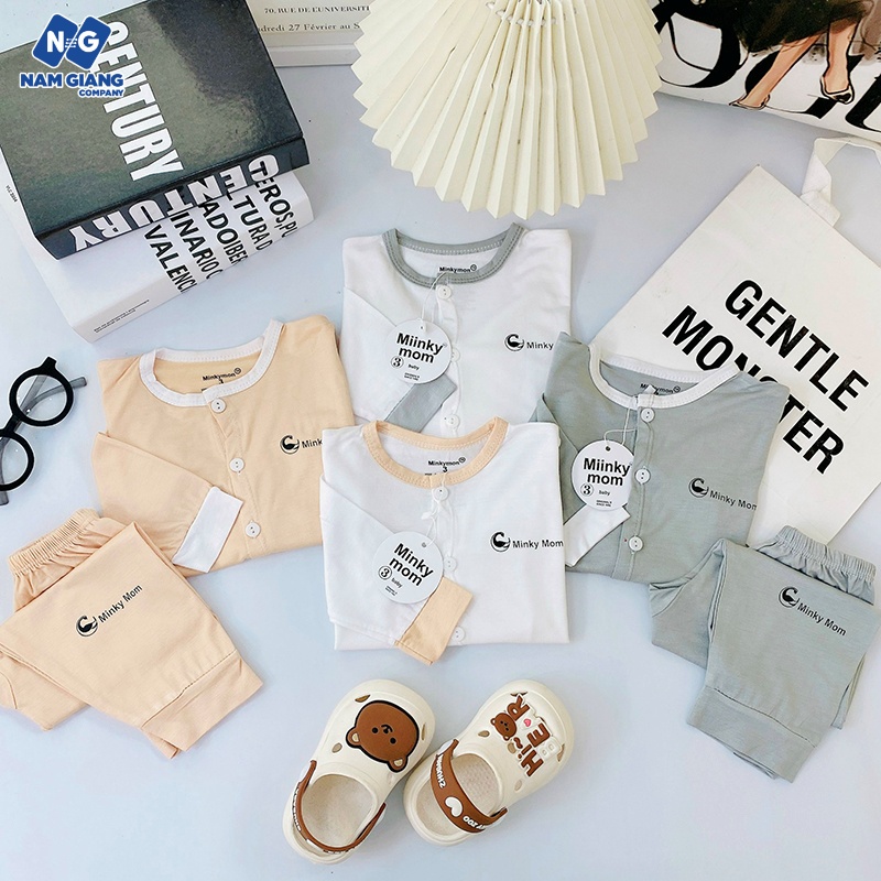 Bộ dài tay sơ sinh thun lạnh minky mom