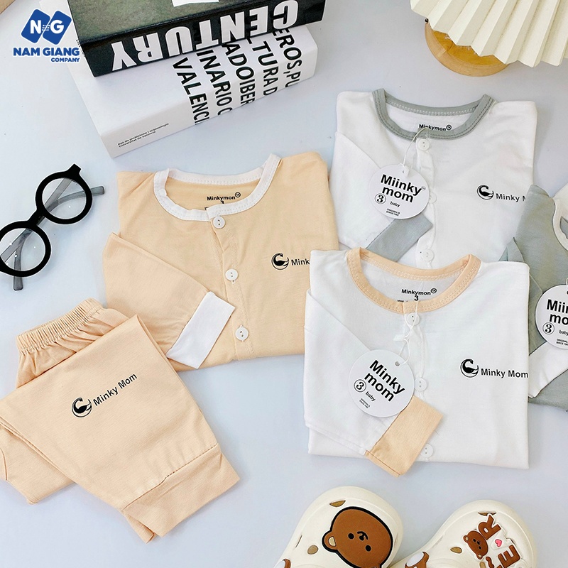 Bộ dài tay sơ sinh thun lạnh minky mom