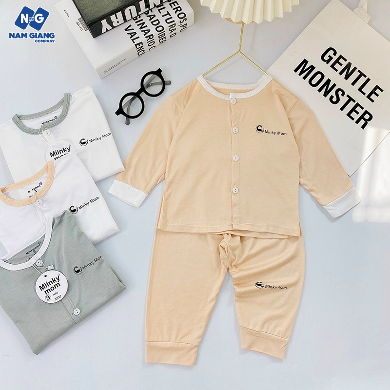 Bộ dài tay sơ sinh thun lạnh minky mom