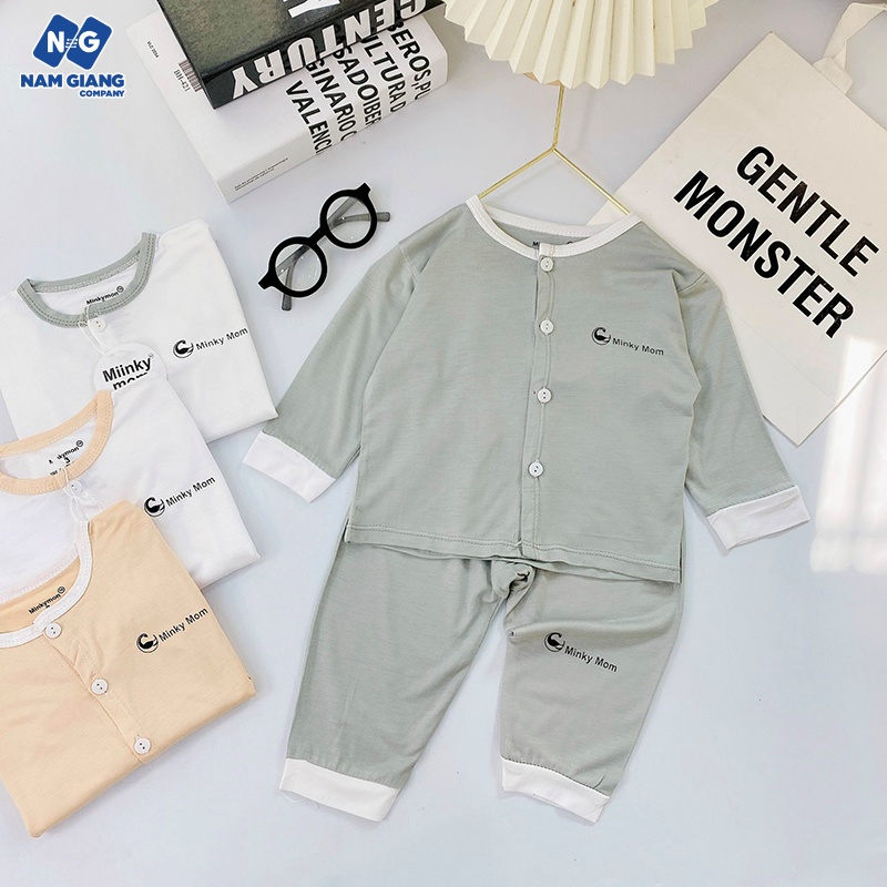 Bộ dài tay sơ sinh thun lạnh minky mom